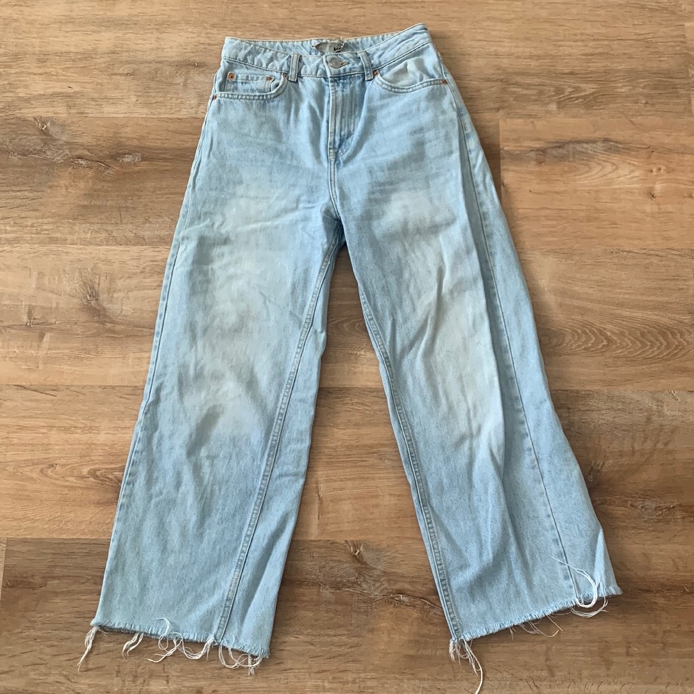 Topshop Moto Wide Leg Jeans, light wash Size 26